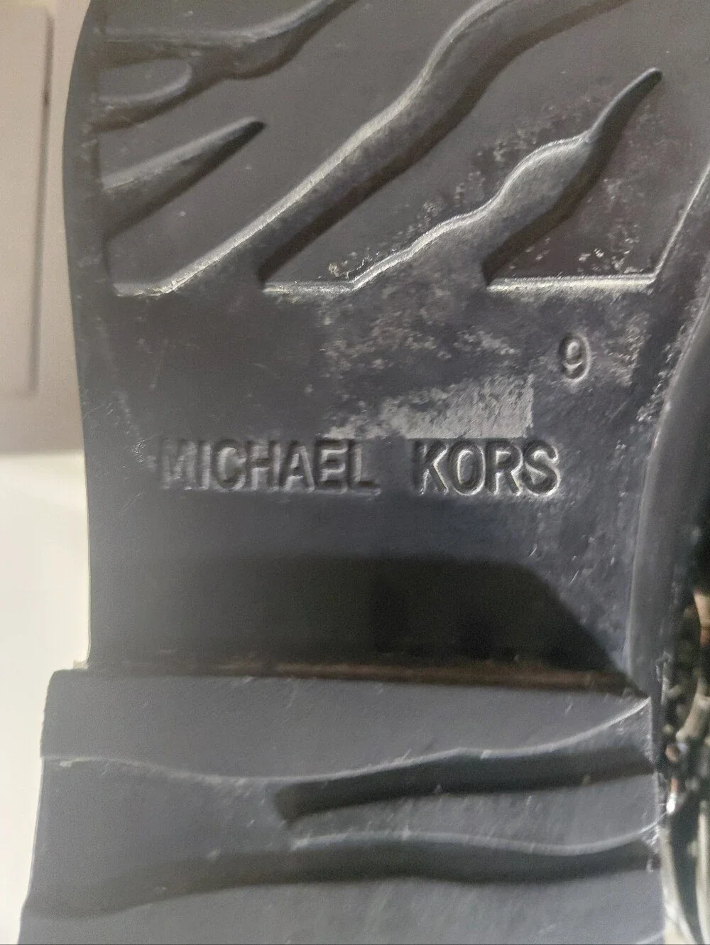 Michael Kors Fulton Black Knee High Rain Boot Logo Harness Size 9